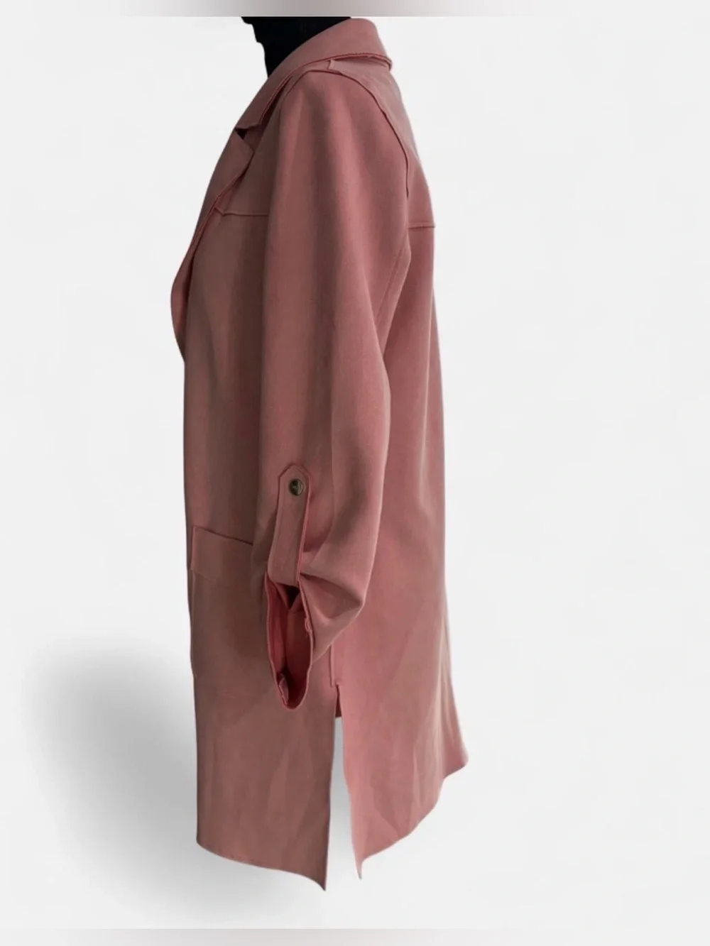 Faux suede long sleeve pink jacket with pockets Sybilla Size XS - Picture 4 of 4